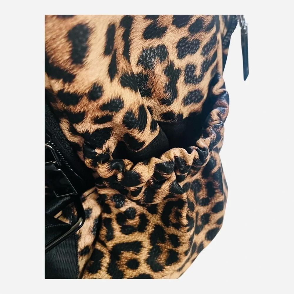 NWNT leopard print book bag backpack school bag side pockets zipper